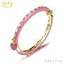 Kids Jewelry Colorful Love Heart Flower Enamel Brass Bangle Gold Plating