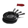 Kitchen Stovetop Oven Use Pre-Seasoned Cast Iron Skillet with Silicone Handle Holder