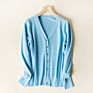 Korean Style Fall V Neck Long Sleeve Button down Plain Knitted Cardigan Sweater