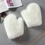 Korean Warm Faux Fox Fur Straw Gloves Women's Halter Neck plus Velvet Thick Plush Furry Mittens Trend Gloves