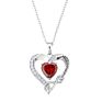 Krkc Women Jewelry 925 Sterling Silver 18K White Rose Gold Plated Garnet Gemstone Heart Shape Pendant Heart Necklaces