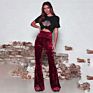 Ladies Bell Bottom Pants Casual Loose Elegant High Waist Long Wide Leg Pants Velvet Flare Pants Women