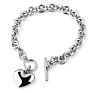 Ladies Titanium Steel Stainless Steel O-Chain Solid Heart Necklace Bracelet Set Ot Buckle