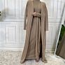 Latest Design Knitted Slim Fitting Long Coat for Women Muslim Open Abaya Islamic Clothing 6 Colors Fall Collection