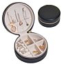 Leather Jewellery Packaging Storage Ring Earing Necklace Jewel Organizer Case Small round Travel Jewelry Box
