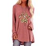 Leopard Cat Paw Print Long Sleeve Loose round Neck T-Shirt Top Women