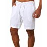 Linen Shorts Men Drawstring Casual Bermuda Shorts Colorful Plain Shorts for Men