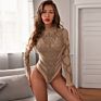 Lingerie Women High-Neck Long-Sleeved Transparent Tight-Fitting One-Piece Pajamas Lingeries
