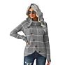 Long-Sleeved Sweater Women's Autumn and Plaid Stitching Buttons Decorated Irregular Hem Knitwear