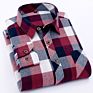 Long Sleeve Check Flannel Shirt Polyester Men with Printing