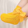 Lovely Baby Infant Girls Socks Kids Pure Color Pink Red Yellow Mesh Ruffle Socks Cute Bow Knot Short Socks