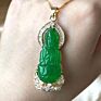 Lucky Charms Women Jade Necklace Buddha Jade Pendant Natural Green Jade 18Kgp Fortune Pendant Necklace Dr