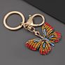 Luxury Gold Metal Alloy Insect Rhinestone Butterfly Keychain Accessories for Women