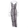 Lwd31658 Sleeveless V-Neck Halter Midi Dresses Leopard Print Club Sheath Dress Gaun