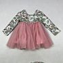 Lz Children Pink Rainbow Printing Tutu Dress for Kid Valentines Day Longsleeve Baby Girl Dress Party Dresses
