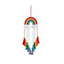 Macrame Rainbow Wall Hanging Handmade Rope Woven Tassel Wall Art for Boho Home Decor Party Supplies