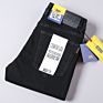 Men Faded Effect Well Fit Jeans with Five Pockets Elastic Straight Denim Pants for Casual or Business