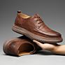 Men's Breathable British Leather Shoes Men Black Leather Shoes Slip-On Dress Shoes