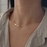 Micci Stainless Steel Jewelry 18K Gold Plated Inverted Sideways Simple Cross Pendant Necklace for Women