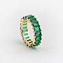 Micci Tarnish Free Waterproof Luxury Women Jewelry Cz Rainbow Diamond 18K Gold Plated Stainless Steel Baguette Ring