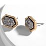 Mini Hexagon Metallic Colorful Resin Druzy Stud Earrings Bling Colors Geometric Natural Crystal Stone Earrings