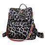 Monogrammed Wide Strap Backpack Leopard Pu Leather Backpack for Women