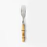 Natural Bamboo Silverware Set with Serving Utensils, Stainless Steel Forged Cutlery Salad Fork and Spoon Set for Hotel