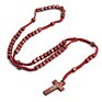 Natural Wood Beads Hand-Woven Wooden Beads Jerusalem Catholic Religious Strand Jewelry Cross Jesus Rosary Necklace