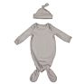 Newborn Infant Toddler Boy Girl Clothes Sleeper 100% Combed Cotton Baby Knotted Sleeping Gown with Hat