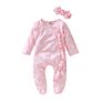 Newborn Infant Toddler Clothing Girls Long Sleeve Floral Ruffle Footie Sleeper Romper Baby Footed Pajamas