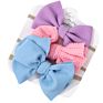 Newest Solid Bowknot Waffle Bullet Hairbands Fabric Nylon Style Infant Elastic Hair Accessories Hairband Baby Girl Headband Set