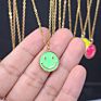 Gold Neon Smile Smiley Pendant Necklace