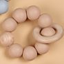 Custom Non-Toxic Wooden Teething Toy Silicone Beads Baby Teether