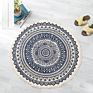 Nordic Ethnic Style Cotton Linen round Floor Mat for Living Room Bedroom Anti-Slip Doormat Tassels Boho Carpet