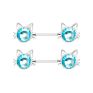 Nuoro Crystal Cz Barbell Bar Shield Body Breast Jewelry Adult Game for Women Girls Stainless Steel Cat Nipple Ring Piercing