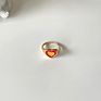 Nuoro Y2K Double Layer Colorful Enamel Heart Finger Ring for Women Charms Party Jewelry Gifts Chunky Rings