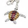 Ocean Tourist Attraction Souvenir Birthday Purse Charm Rhinestone Zinc Alloy Pendant Sea Turtle Key Chain for Gift