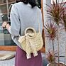 One-Shoulder Handmade Women Straw Bag Beach Straw Crossbody Handbag with Bow