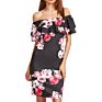 One Line Shoulder Bag Hip Print Flower Dress Dress off the Shoulder Skirt Women's Floral Off-Shoulder Dress