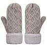 Outdoor Twist Thick Plush Edge Warm Gloves Womens Knitted Mittens