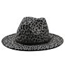 Outer Leopard Print Inner Red Wool Felt Fedora Hat for Women Wide Brim Vintage Jazz Panama Fedora Caps