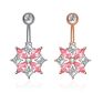 Paved Zircon Long Leaf Dangle Belly Button Rings with Women Beach Curved Surgical Steel Belly Rings