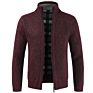 Plain Colors Stylish Bomber Jacket Standing Collar Long Sleeves Cardigan with Zipper Knit Men Sweater