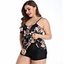 Plus Size Three-Layer Ruffled Swimsuit Print Split Skirt Women Swimsuit