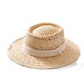 Popular Ladies Beach Hollow Out Wide Brim Ribbon Decoration Straw Hats