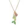 Product Cute Design Alloy Gold Plated Seashell Starfish Mermaid Beach Style Corlorful Pendant Necklace for Kids