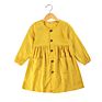 Product Solid Clothes Fall and Two Pocket Button up Long Sleeve Kids Girls Dress