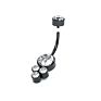 Punk Double Head round Stainless Steel Belly Ring Multi Colors Geometric No Pierced Iced Out Cubic Zirconia Cz Belly Navel Ring