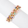 Punk Jewelry Colorful Hip Hops Chain Necklace Rainbow Chunky Cuban Chain Necklace Bracelet for Women