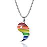 Rainbow Gay Couple Stainless Steel Pride Necklace Yinyang Pendant Necklace for Unisex